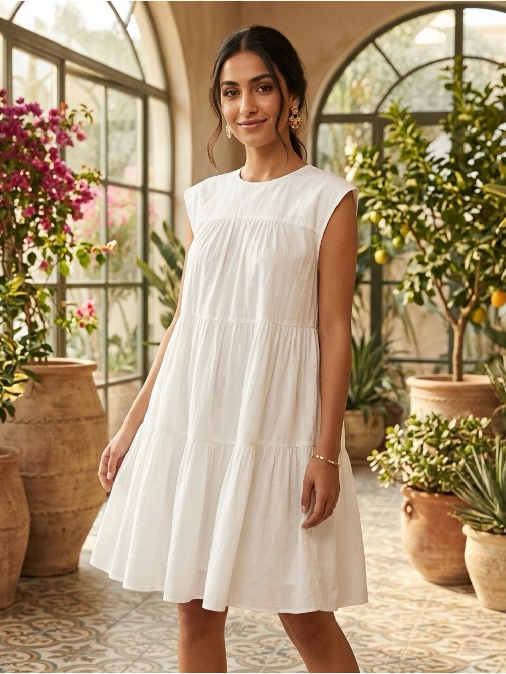 Rebecca Minkoff Sleeveless White Tiered Mini Dress